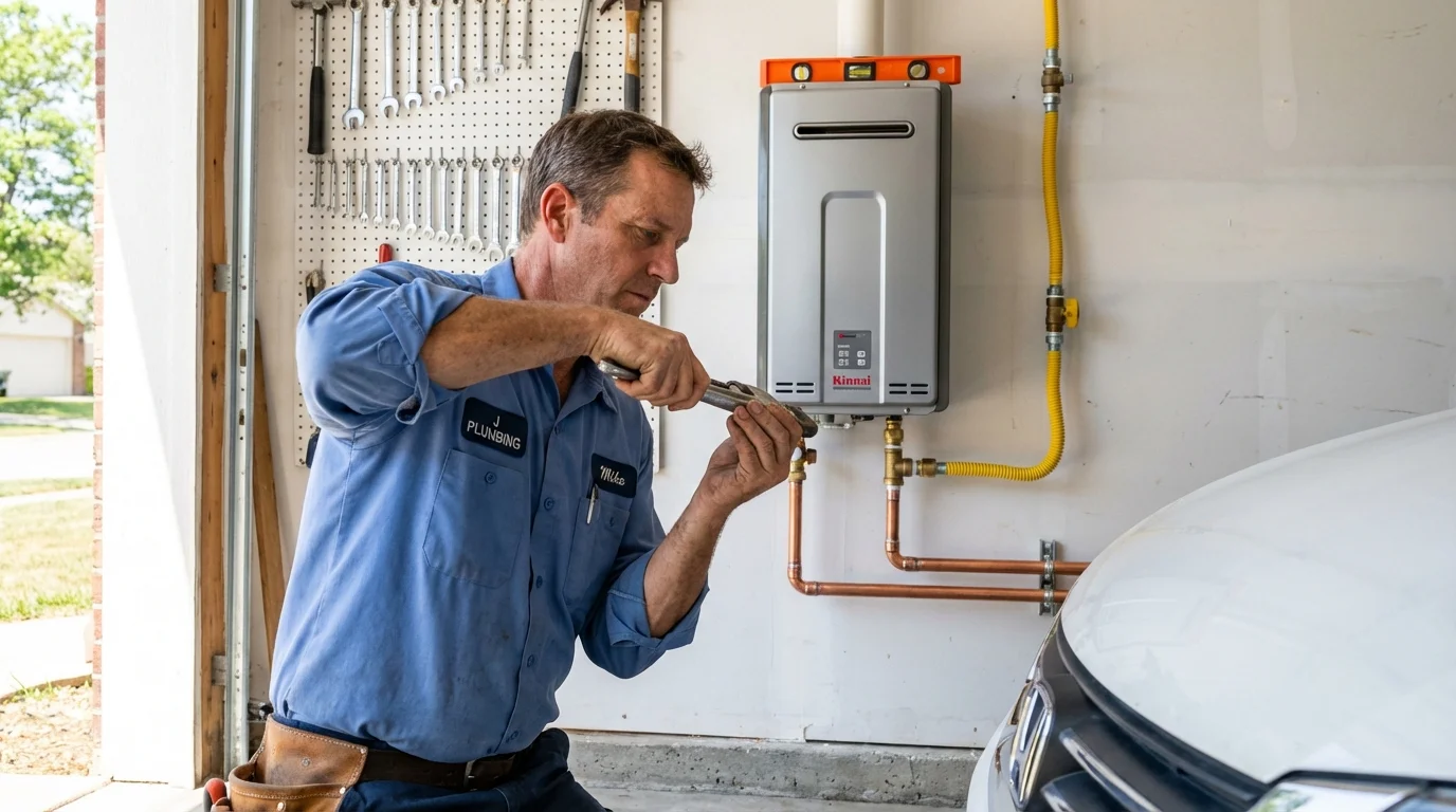 Tankless water heater installation by a Johns Plumbing LLC plumber in Brownfield